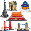 万格小颗粒积木世界著名建筑巴黎埃菲尔铁塔模型6拼装玩具珍藏版