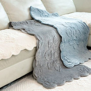 韩国进口沙发垫欧式轻奢短绒加厚坐垫靠背巾客厅防滑真皮贵妃椅套