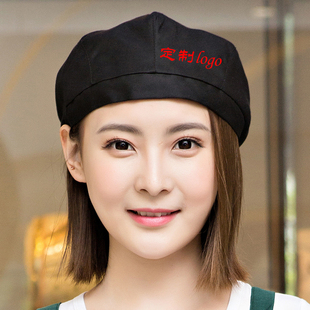 韩版餐厅厨师帽子酒店服务员工作帽蛋糕咖啡店男女工作帽定制logo