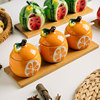 小作陶瓷家用水果浮雕调味罐，创意造型佐料，罐带盖味精盐盒厨房套装