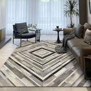 现代轻奢风高级牛皮拼接地毯灰色客厅沙发茶几垫样板间卧室床边毯