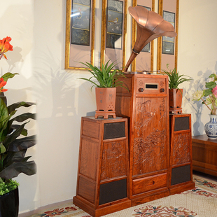 传承世家古典客厅留声机美式复古黑胶唱片机古典蓝牙音响老唱机