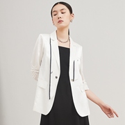 Dekashell/迪卡轩2024春季白色薄款修身高端大牌小西装外套女西服