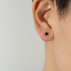 s925纯银黑色菱形耳钉，男女情侣个性韩版耳饰，棒小巧设计高级感