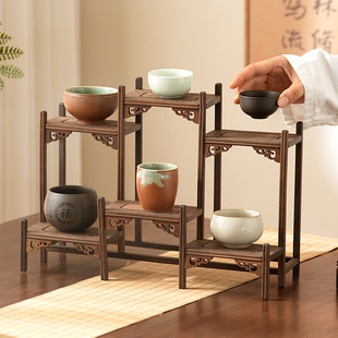 桌面博古架小型实木，多宝阁茶具摆件茶叶，架紫砂茶壶展示架子