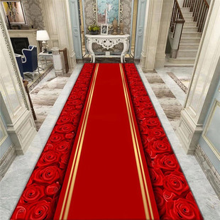走廊地毯家用红色喜庆地垫宾馆酒楼大面积满铺垫子舞台婚庆长地毯