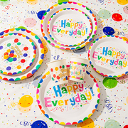 户外野餐盘纸盘儿童派对气球餐具一次性生日装饰布置甜品台纸杯