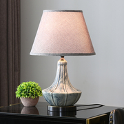 美式婚房卧室台灯创意全铜陶瓷新中式家用床头灯轻奢客厅装饰灯具