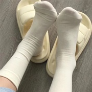 白色袜子女日系纯色中筒棉袜春夏ins潮堆堆袜松口月子袜夏季长袜