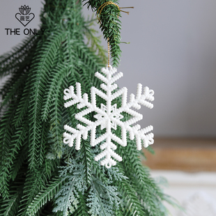 圣诞雪花片圣诞树装扮雪花，立体挂件1012cm橱窗挂饰花艺装饰材料