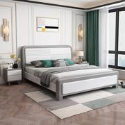 北欧床实木床1.5米简约主卧双人床，1.8米白色简约高箱储物床气压床