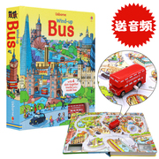 usborne轨道书发条小巴士wind-upbus英文原版绘本儿童，游戏纸板书轨道书思维益智早教可拆卸拼接大板附发条玩具可搭火车轨道书