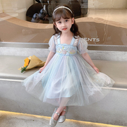 4岁儿童汉服连衣裙夏装3岁女童古装裙女孩中国风唐装彩虹裙子