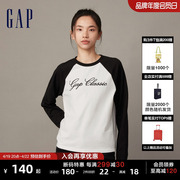 断码gap女装春季logo纯棉，亲肤宽松长袖，t恤运动上衣836111