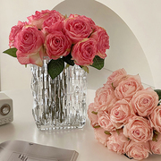 仿真花荔枝玫瑰花束高假花绢花，客厅落地家居，装饰欧式室内花艺摆件