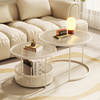 奶油风长虹玻璃茶几小户型沙发客厅家用一体组合小圆桌子简约现代