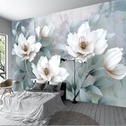 欧美式电视背景壁画墙纸牡丹花，客厅沙发影视，壁纸唯美卧室墙布