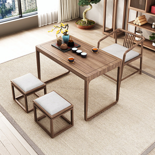 阳台茶桌椅组合小户型家用现代简约禅意新中式，实木茶桌原木茶几