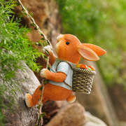 户外庭院花园攀爬小兔子秋千树脂，摆件工艺品创意装饰树上多肉造景
