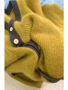 法式温柔毛衣开衫，女秋冬绿色v领马海毛，针织外套软软糯糯上衣