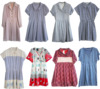 日本制vintage古着复古春夏，彩色条纹圆点，收腰短袖雪纺连衣裙孤品