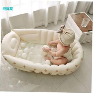 折叠式充气洗澡盆婴幼儿宝宝水池外出便携式浴盆游戏池旅行便携式