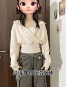 今年流行的漂亮外套女春季韩系慵懒连帽卫衣收腰显瘦短款上衣