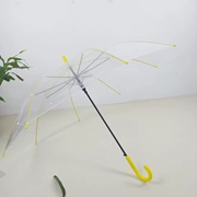 塑料伞8骨弹性彩色，纤维骨透明伞创意，小清新直杆长柄自动雨伞