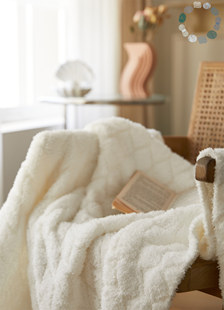 艾维恩北欧空调毛毯冬加厚立体半边绒毯子针织午睡毯盖毯沙发搭毯