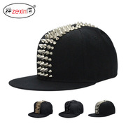 平沿帽铆钉平板帽街舞，帽五排hiphop棒球帽，可调节bboy嘻哈潮爆塑料