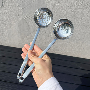 加厚平底304不锈钢汤勺漏勺盛汤长柄勺子家用厨房火锅漏勺过滤