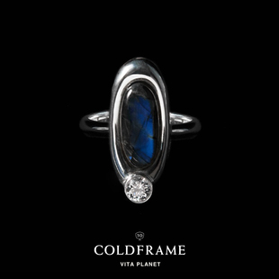 韩国COLDFRAME 10周年 永恒珍宝系列 蓝色纯银拉长石戒指指环