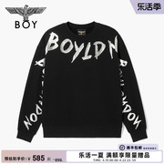 BOYLONDON秋冬男女同款上衣烫银字母印花潮牌圆领套头卫衣N03002