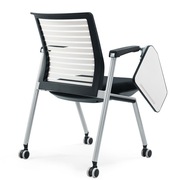 培训椅子折叠带写字小桌板会议一体办公椅，可移动凳子翻板滑轮桌椅