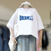 外贸大码美式复古t恤女夏短袖女小众设计感可爱甜美韩系上衣