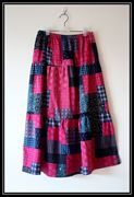 夏季亚麻棉麻长裙拼接款半身裙波西米亚裙子亚麻短裙红色半裙
