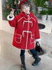 120-170女童羊羔呢子大衣，中长款秋冬季红色，加绒加厚拜年服