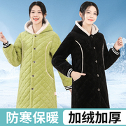 冬季夹棉加厚保暖加绒罩衣时尚工作服成人男女士家用厨房长袖围裙
