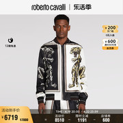 rc男士夹克美洲豹，印花真丝飞行员robertocavalli