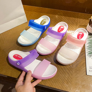 塑料凉鞋女2021年夏季中跟塑胶两穿水晶凉拖鞋防滑防水果冻鞋