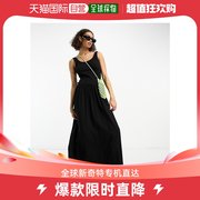 香港直邮潮奢 ASOS 女士设计罗纹圆领低腰中长连衣裙(黑色)