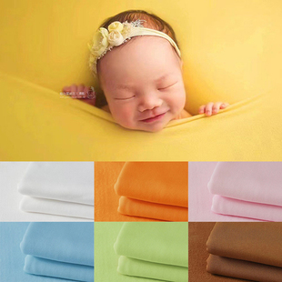 婴儿拍照背景布 宝宝满月百天照白黑纯色毯子新生的儿摄影包裹布