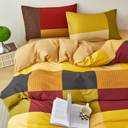 加州格调丨撞色北欧风纯棉床单被套单件床上用品全棉床笠定制