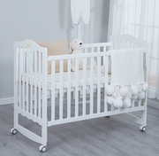 婴儿床松木可移动拼接大床新生，小床实木bb床可调节宝宝儿童拼床
