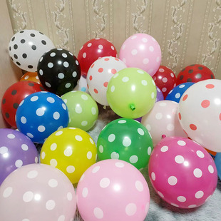 加厚12寸波点乳胶圆形卡通气球儿童玩具婚庆生日商场开业户外装饰