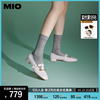 mio米奥2024年春季纯色低跟浅口单鞋金属饰扣复古芭蕾小单鞋