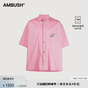 AMBUSH男女同款粉红色棉质舒适短袖开襟保龄球衫