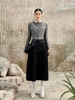 高级感通勤oL套装裙越南设计师气质长袖短外套高腰拼皮黑色半身裙
