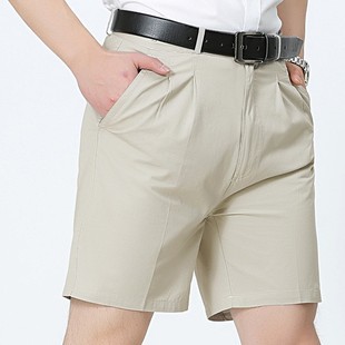 2024男式短裤五分裤夏季薄款中年，男式西装商务休闲短裤