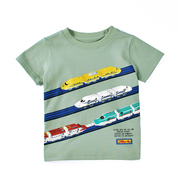 日系儿童t恤短袖男童夏卡通(夏卡通)机车纯棉，t恤衫1-8岁小童圆领半袖打底